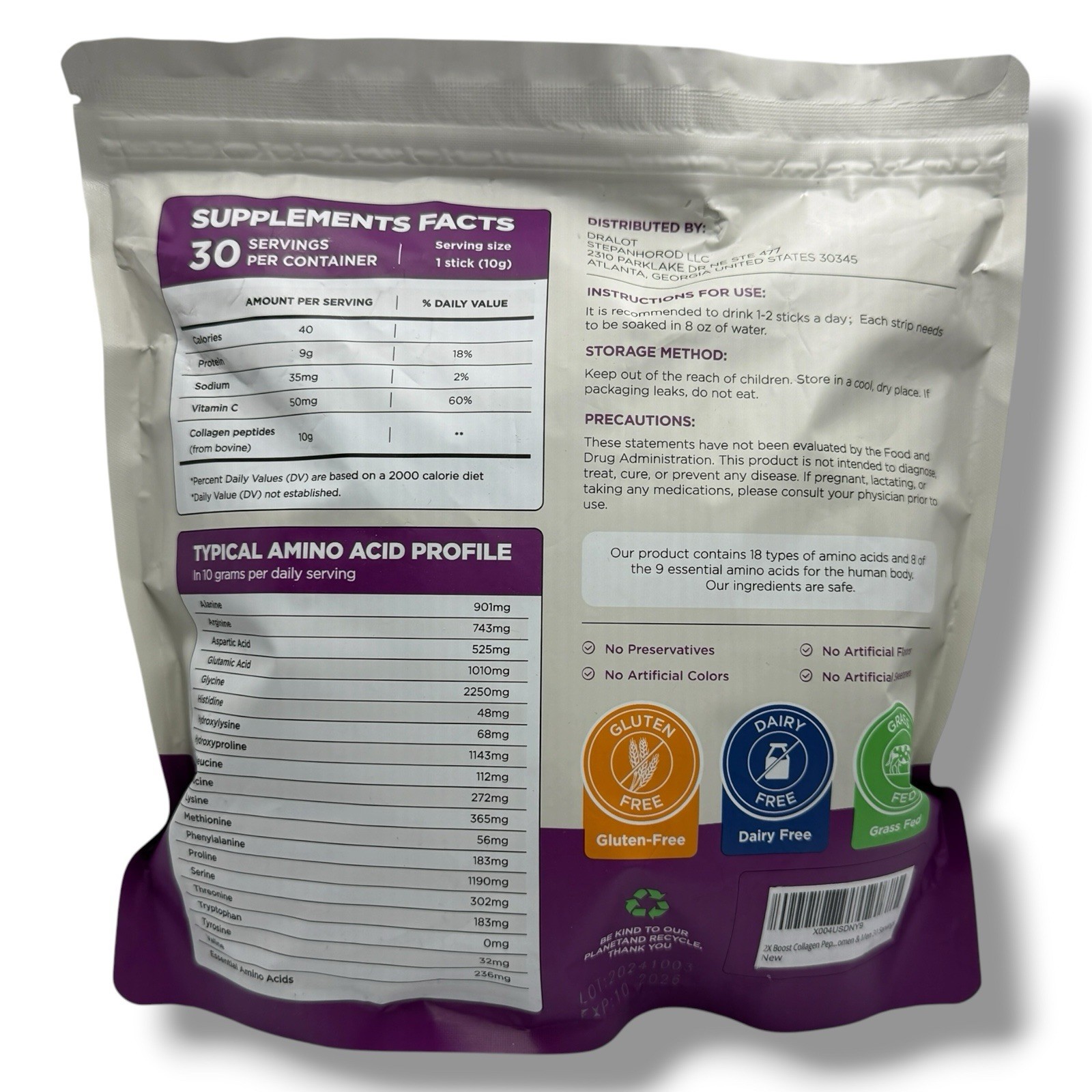 Dr. Alot 2X Boost Collagen Peptides Hair Skin Nails Joint 30 Servings EXP: 10/26