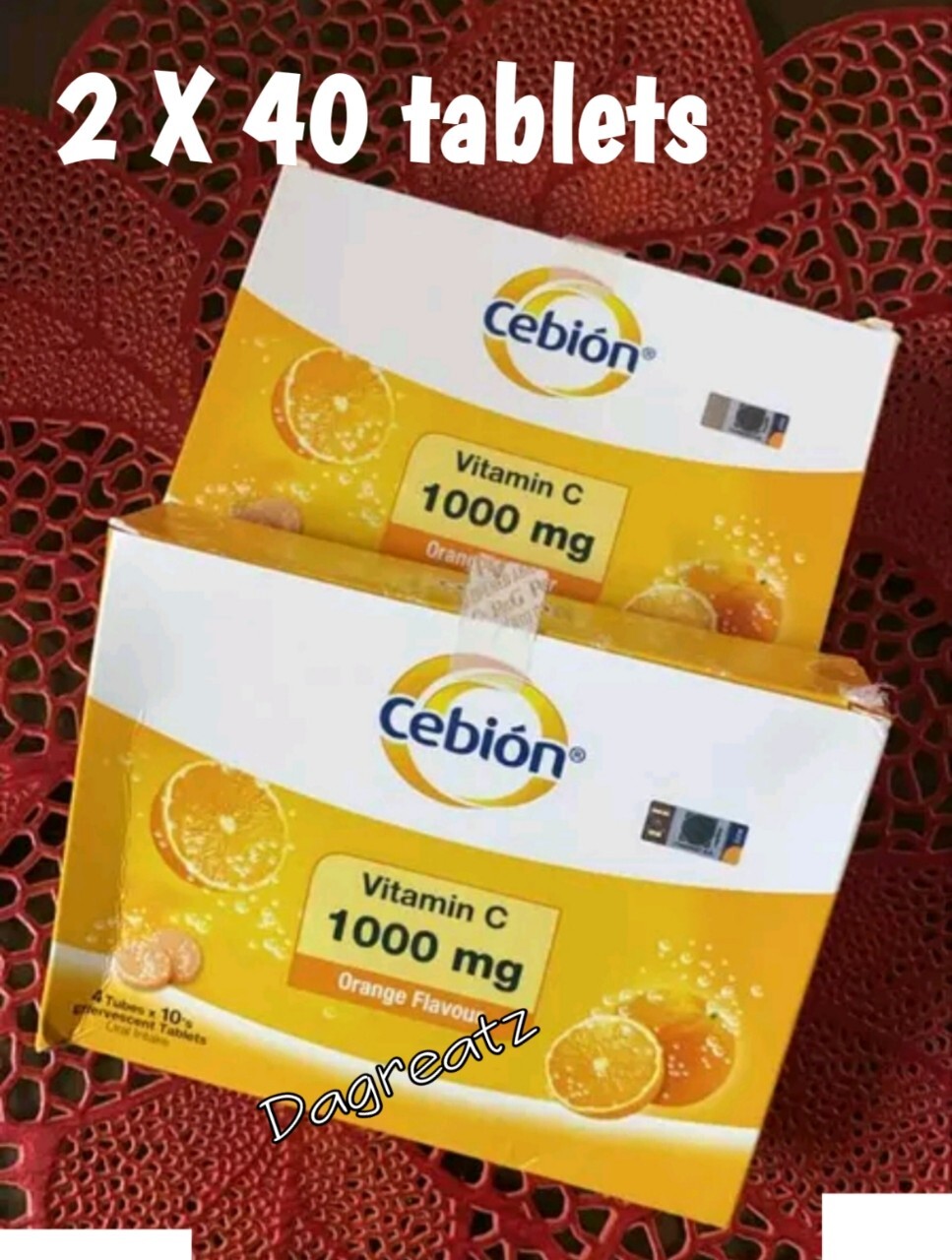 2x 40 Tablets CEBION Effervescent Vitamin C 1000mg Daily Supplement OrangeFlavor