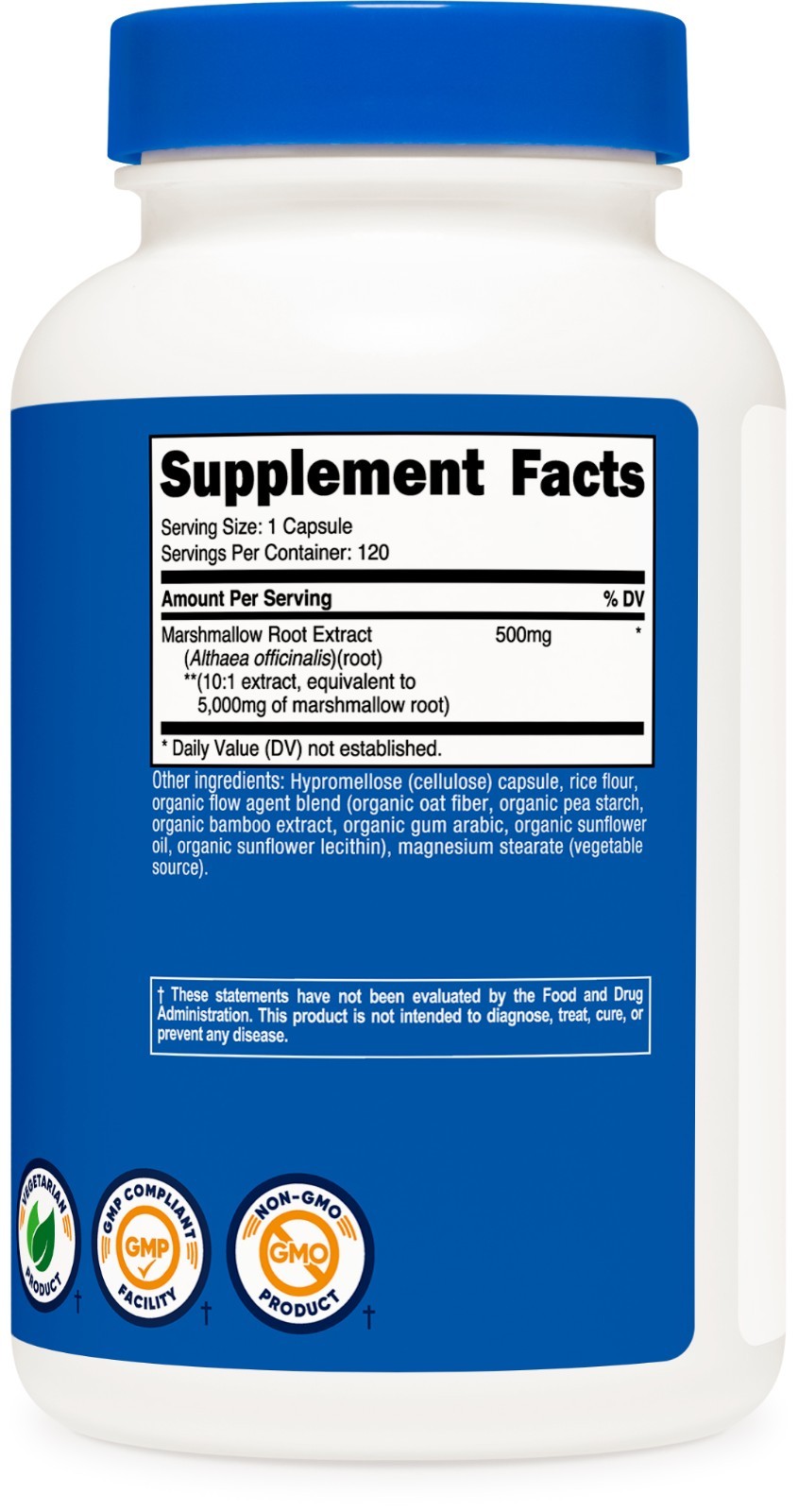 Nutricost Marshmallow Root 500mg, 120 Vegetarian Capsules, Gluten Free & Non-GMO