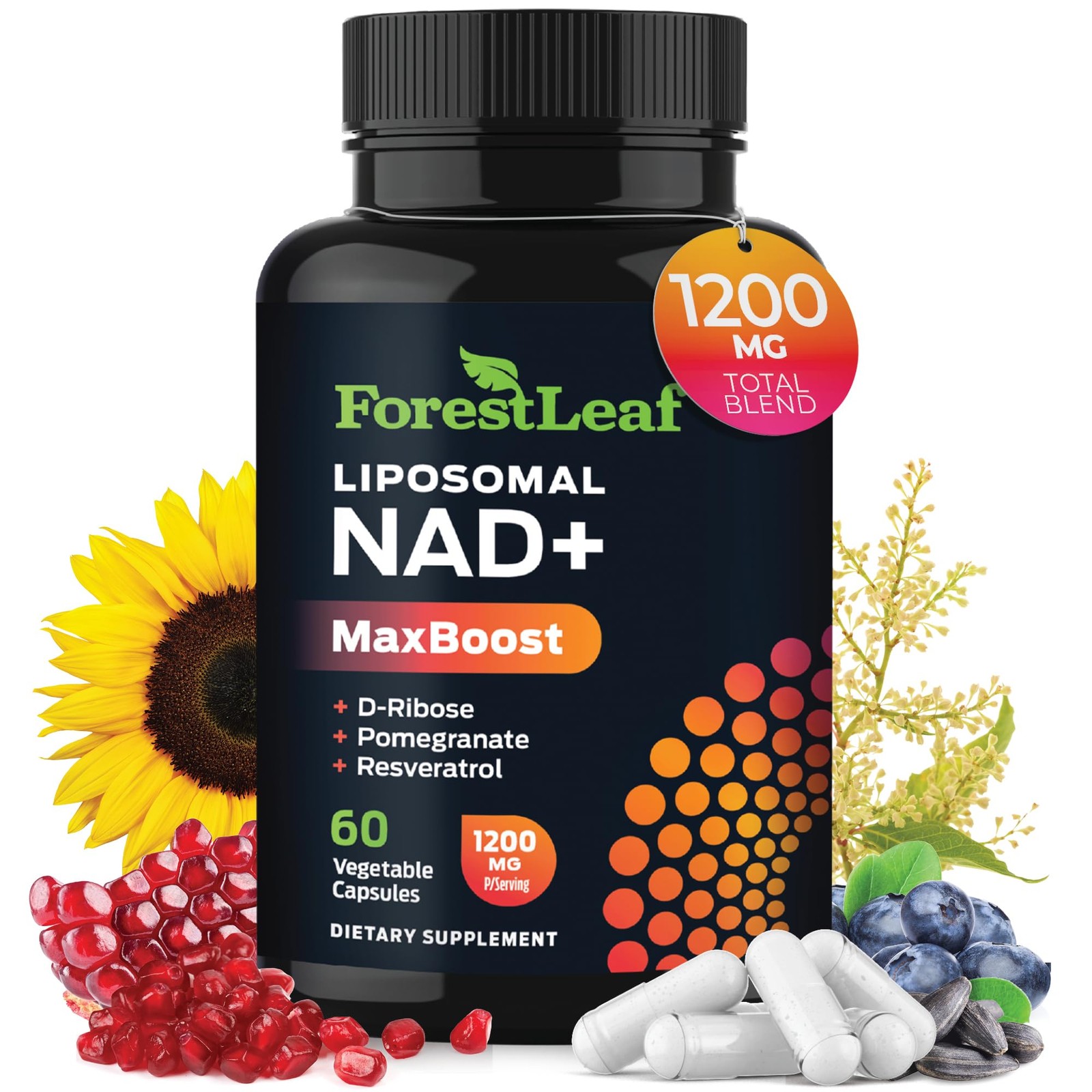 ForestLeaf NAD Resveratrol Capsules, Liposomal 60 Count (Pack of 1)