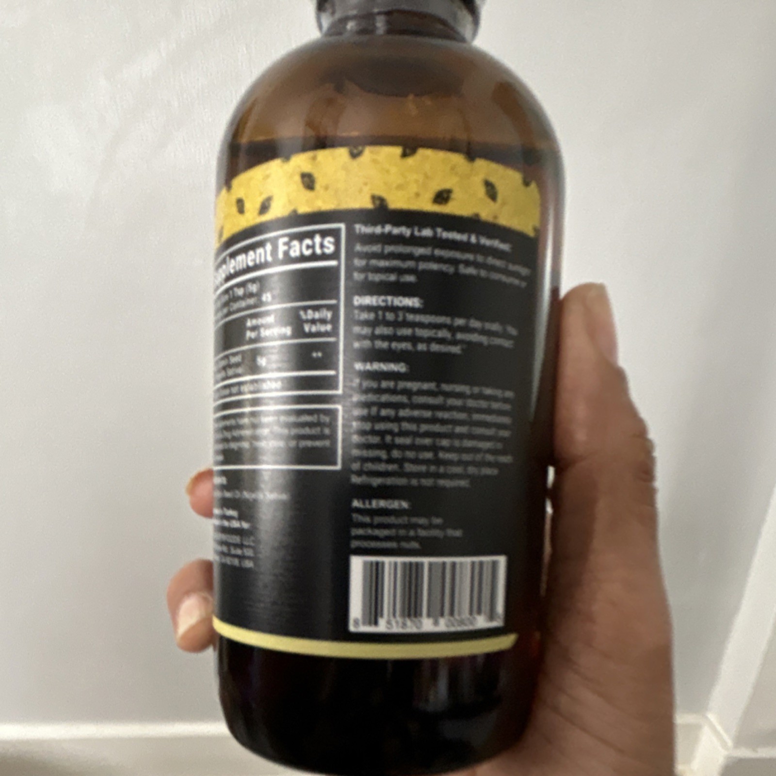 MAJU Cold-Pressed Black Seed Oil Thymoquinone Dietary Supplement 8 fl oz