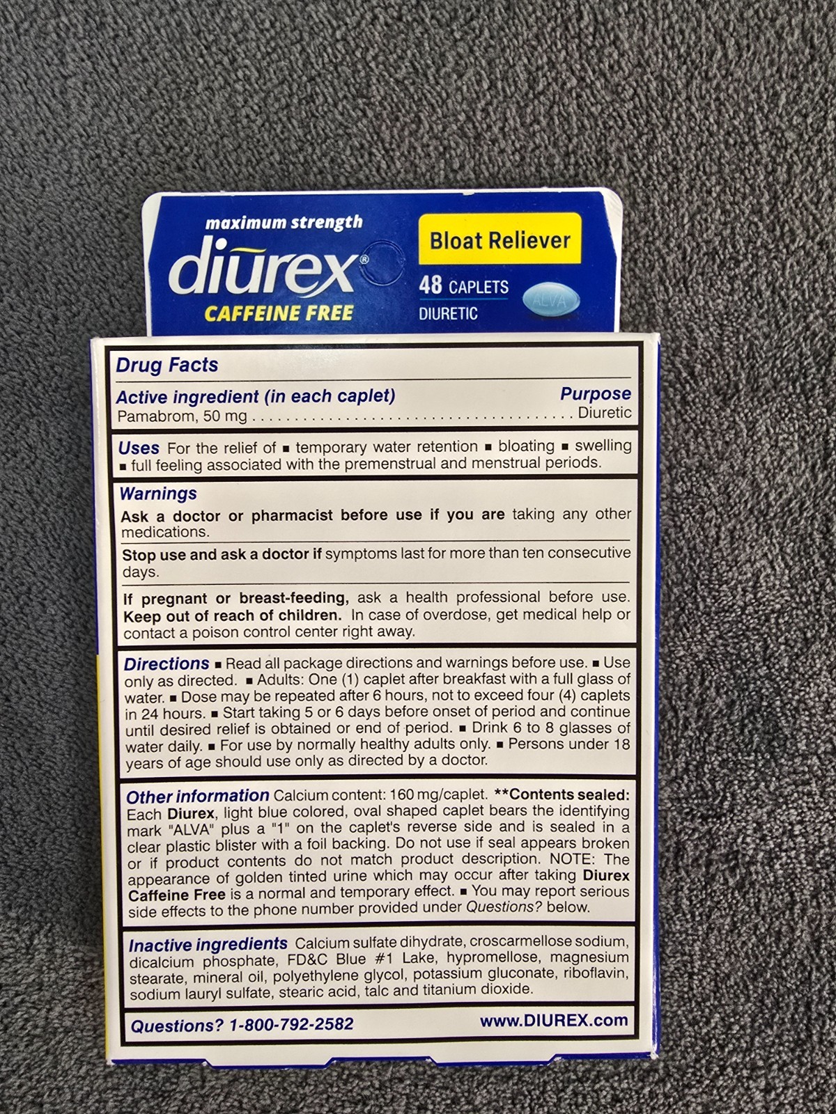 (2) Diurex Max – Maximum Strength Caffeine-Free Diuretic 48 Count 8/26+