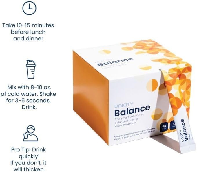 Unicity Balance Orange Flavour | Nutritional Fiber Supplement (30 Sachets)