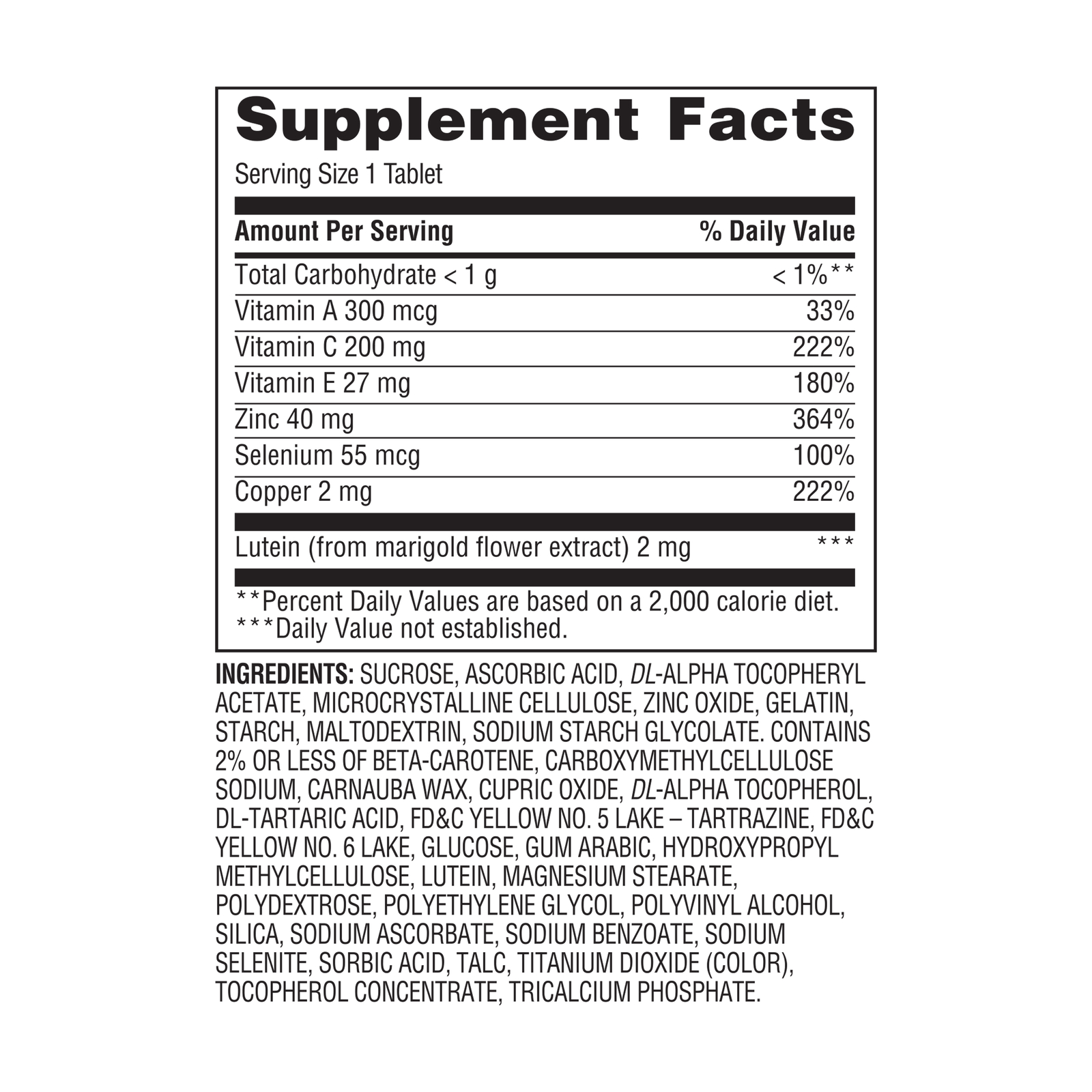 Equate Vision Formula Lutein Dietary Supplement Tablets 120 Count For Eye Health