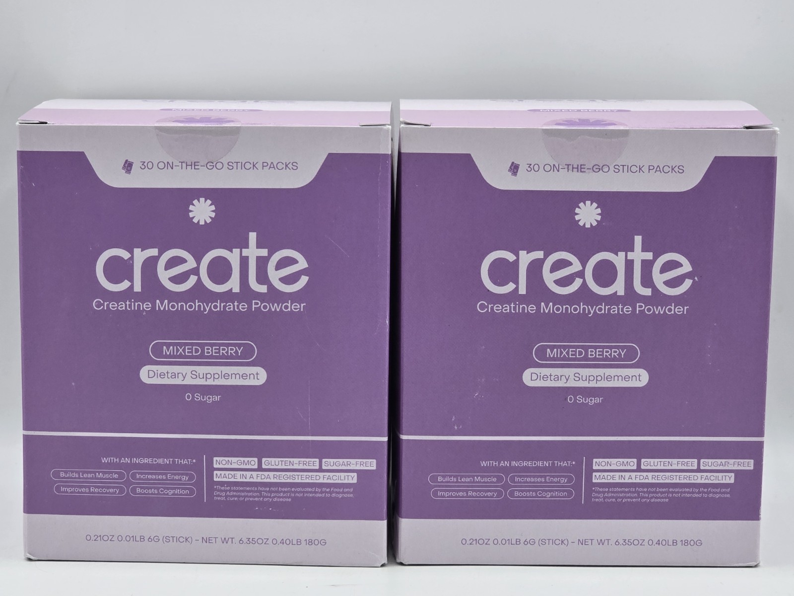 Create Creatine Monohydrate On-The-Go Stick Mixed Berry 2-Pack 30 Sticks Each