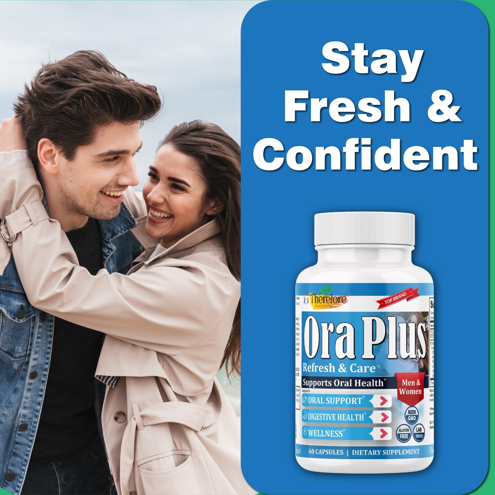 Ora Plus Oral Health Probiotics, Help Control Bad Breath, Digestive Health 60 Ct