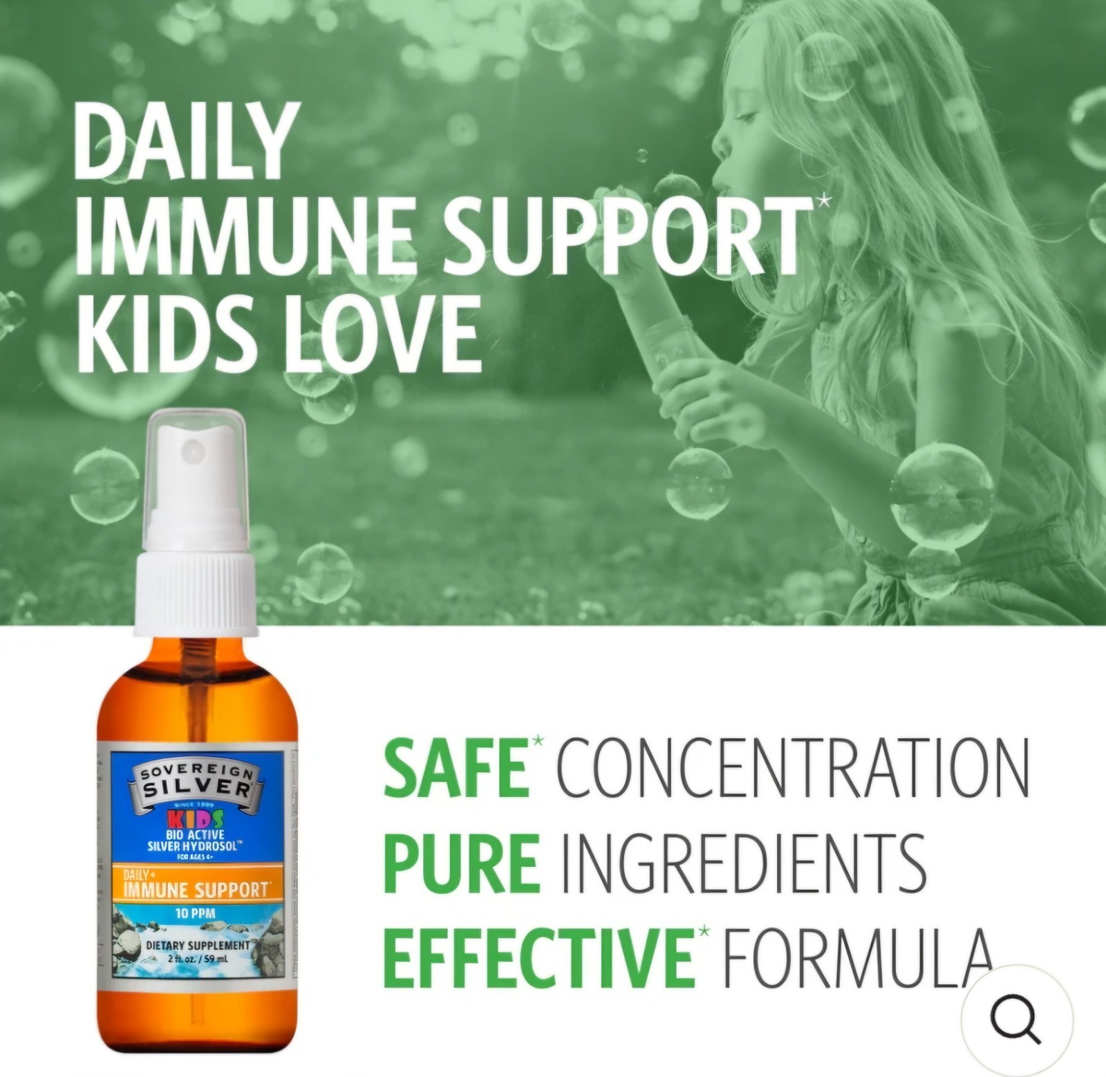 Sovereign Silver Natural Immunogenics Bio-Active Silver Kids Immune Spray 2 oz