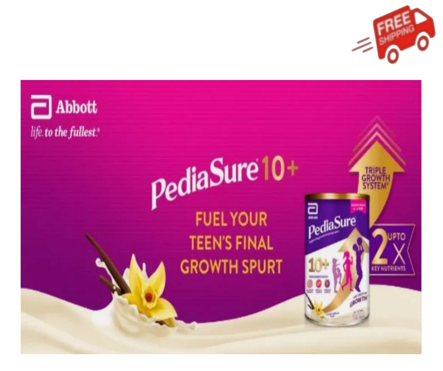 4 X Abbott Pedia Sure 10+ Vanilla 10-15 Yrs Old Optiheight Increase 800g