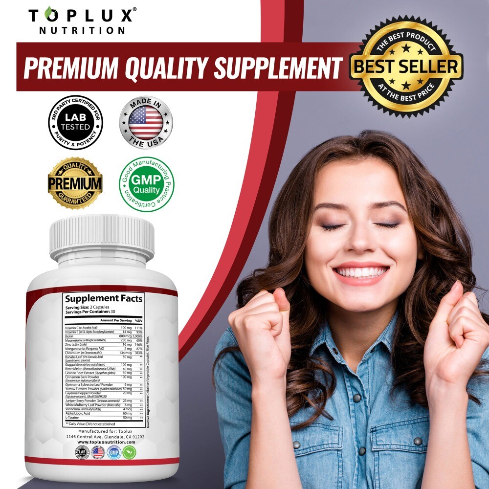 1-5 Bottle Blood Sugar Complex w/ Cinnamon Chromium Mulberry 60 Softgels Daily
