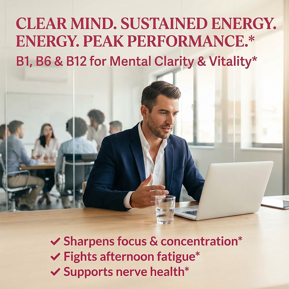 Vitamin B-Complex (B1, B6, B12) – Supports Energy, Mental Clarity 30/60/120Caps