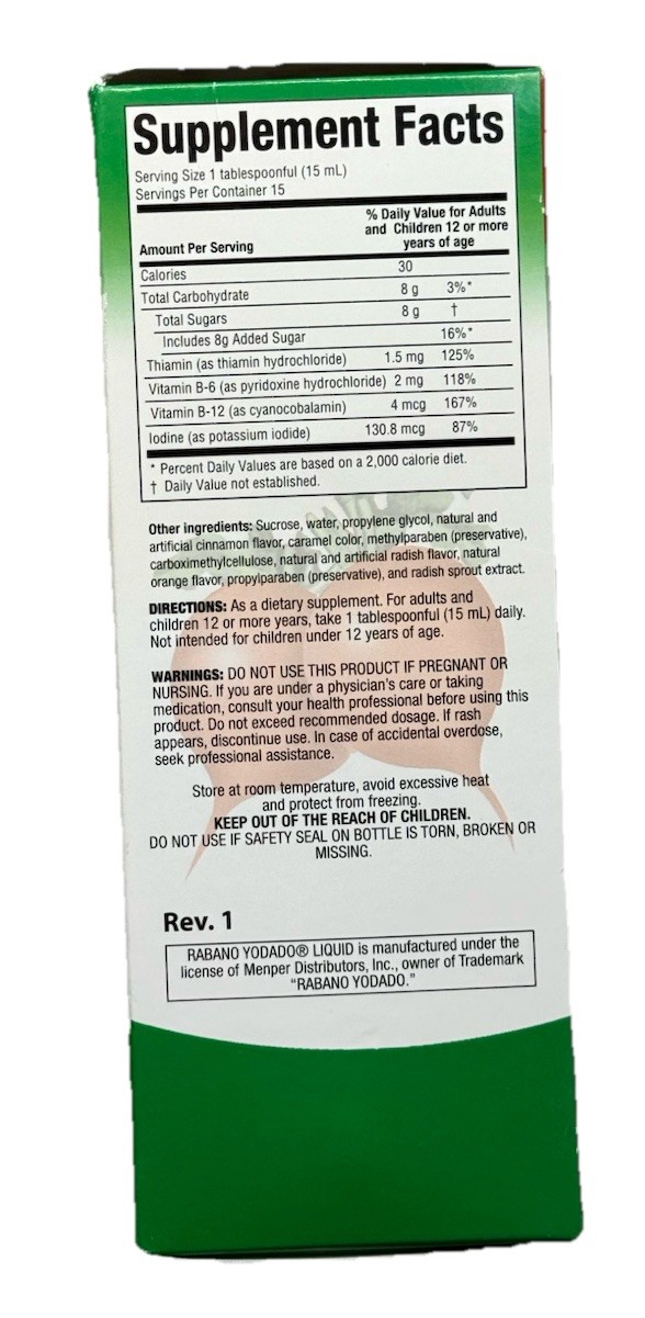 Rabano Yodado Liquid Dietary Supplement, El Salvador, 8 Fl Oz / 237 ml