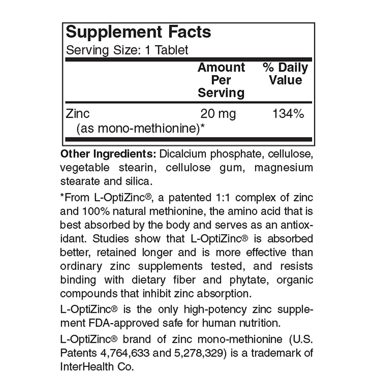 Holly Hill Health Foods, Zinc 20 MG, 100 Tablets