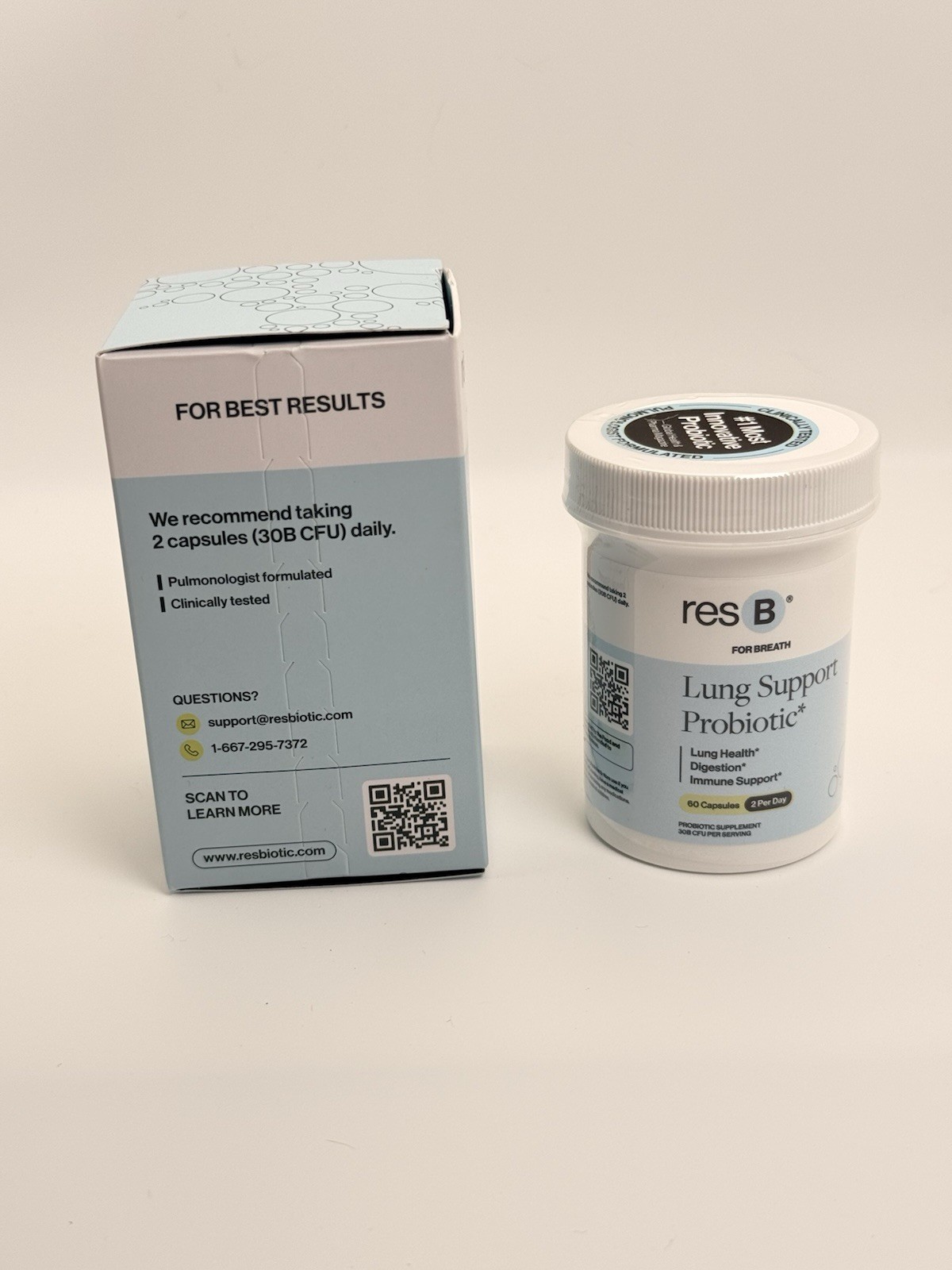 resB Lung Support Probiotic Lactobacillus Holy Basil Turmeric 60 Caps Exp 06/20…