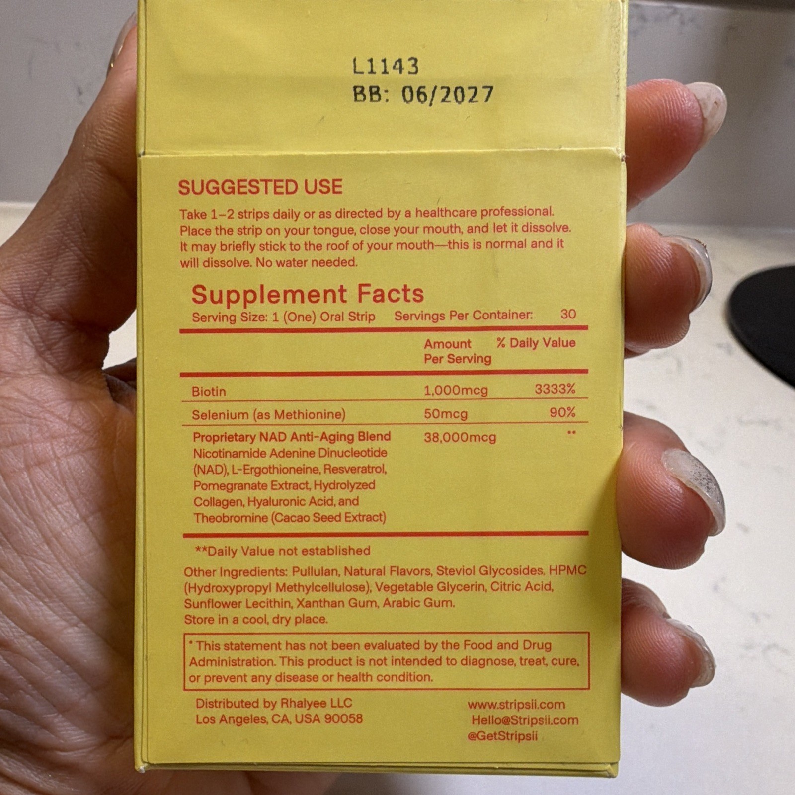 stripsii NAD Anti-Aging Oral Dissolving Strips Tropical Glow 30ct Exp 06/2027