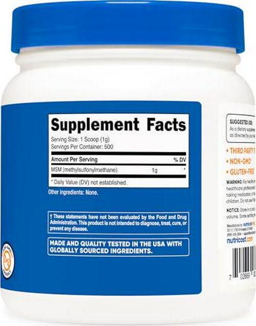 Nutricost Pure MSM Powder 500 Grams (Methylsulfonylmethane)