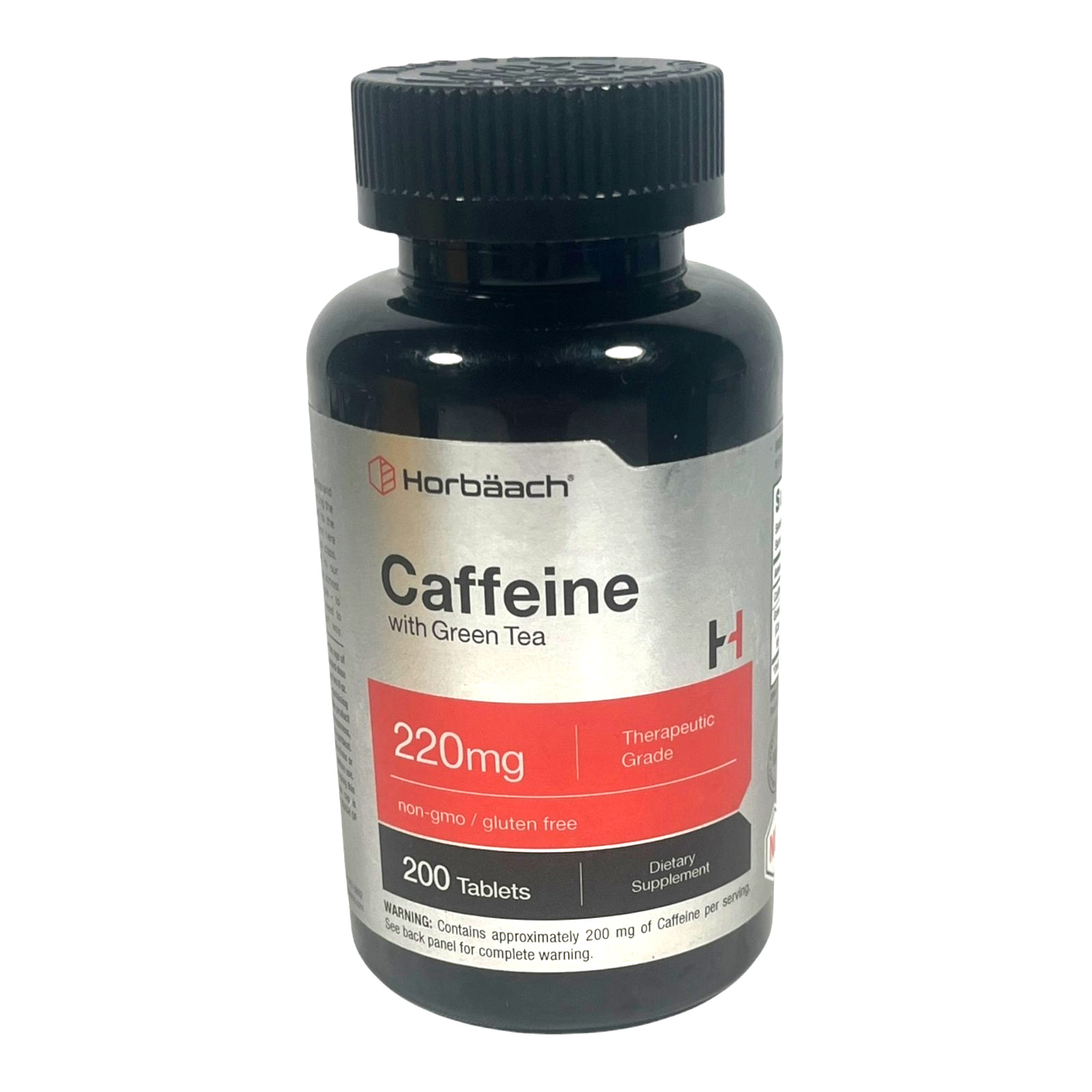 Caffeine Pills 200mg | with Green Tea | 200 Tablets | Vegetarian | by Horbaach