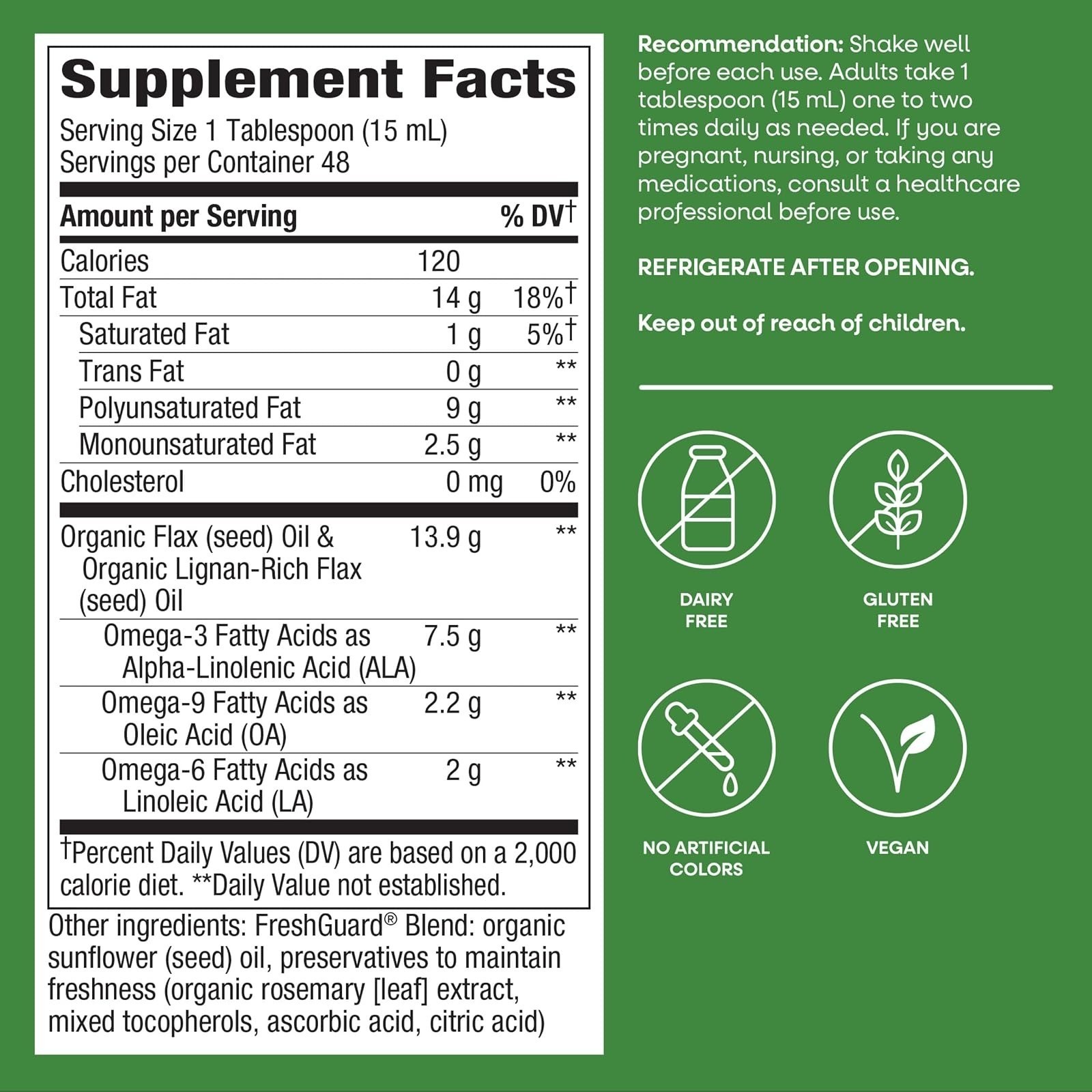 Nature’s Way Organic Flax Oil Super Lignan 24 Fl Oz – Omega-3 ALA