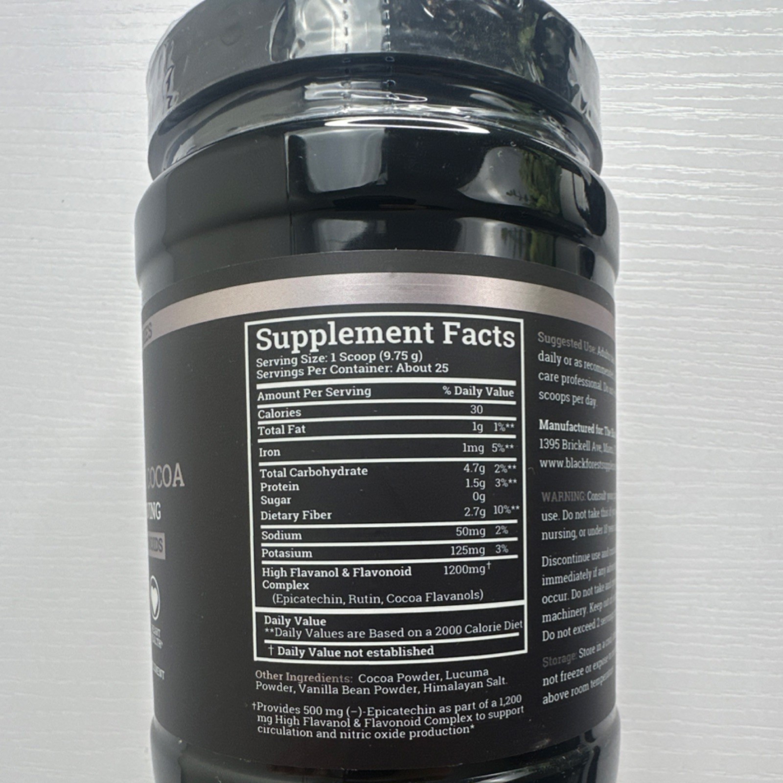 Black Forest High Flavanol Cocoa Flavanols Powder Vegan 8.6oz 25srv Exp 11/2027