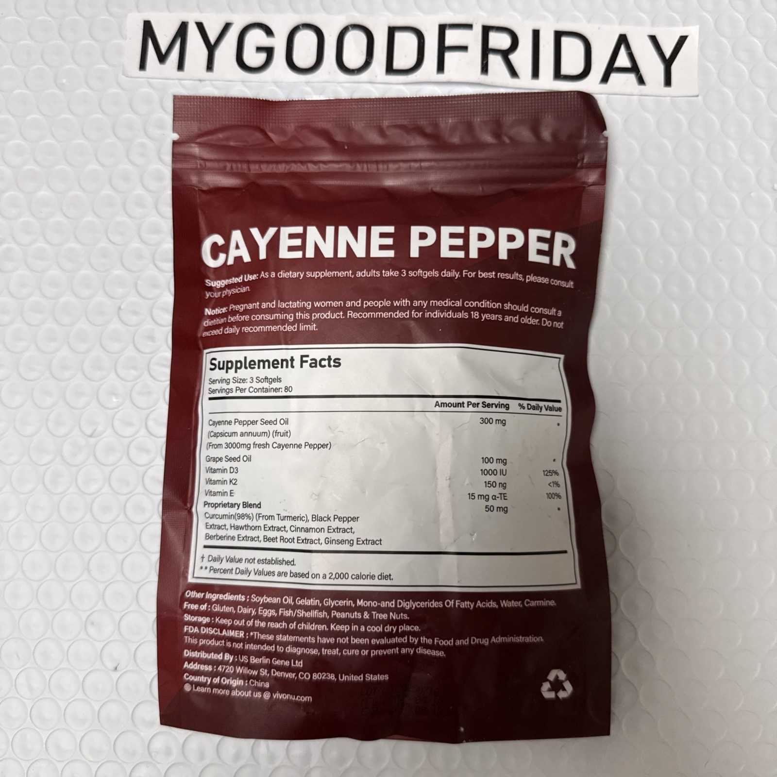 Vivonu Cayenne Pepper, Grape Seed & Turmeric Softgels 240ct Supplement Exp:8/27
