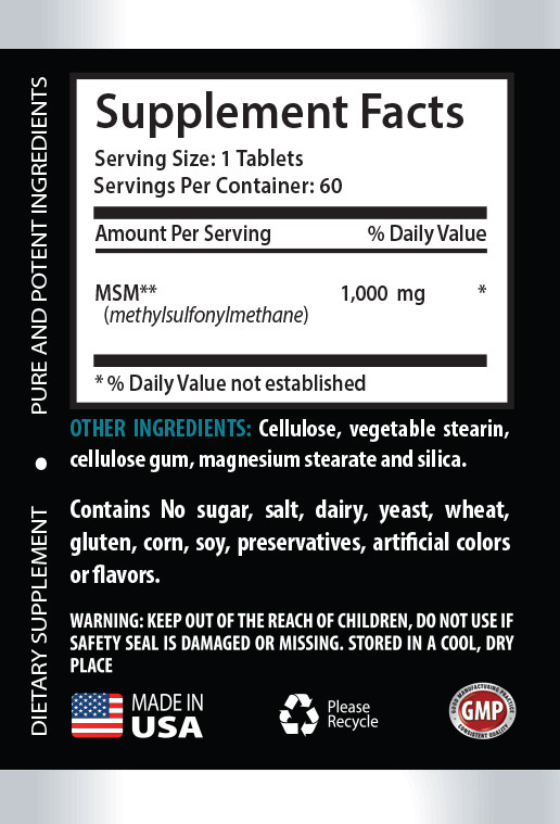 Msm Pain Killer – MSM 1000mg – Healthy Joints – 3 Bottles