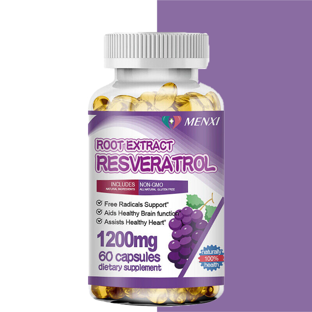 Resveratrol 60 Capsules Anti-Aging Antioxidants,Brain Support,Radiant Skin