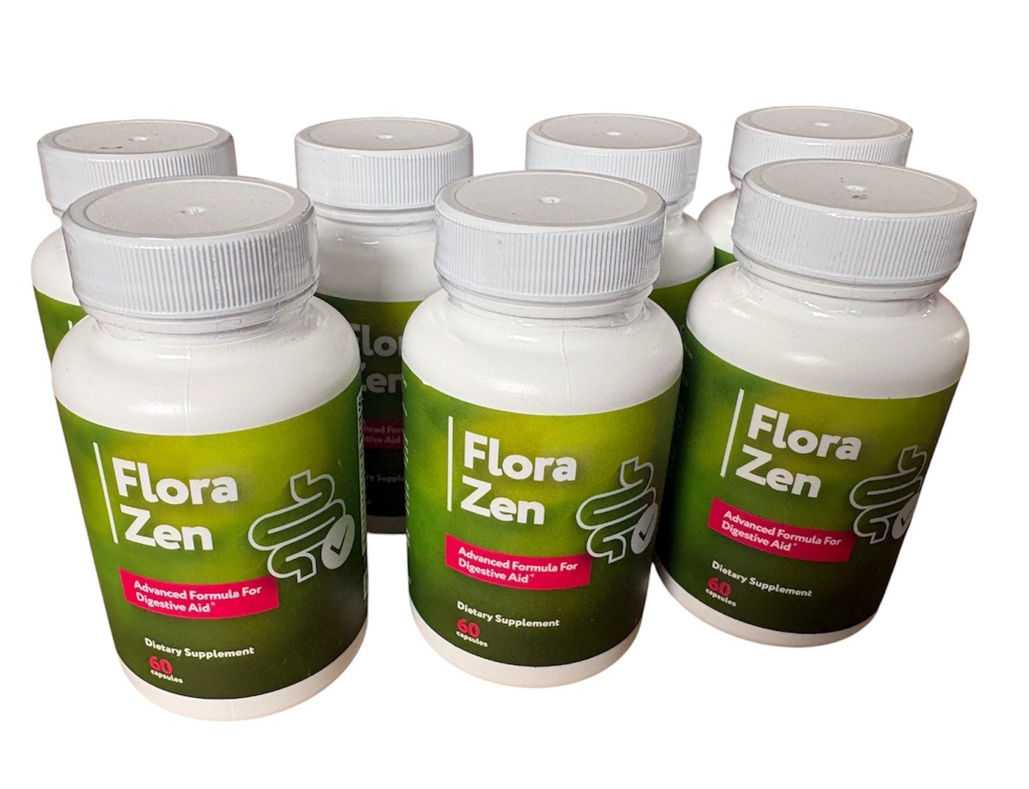 Flora Zen 7 Bottles Advanced Formula Digestive Aid 60 Capsules Ea New Sealed