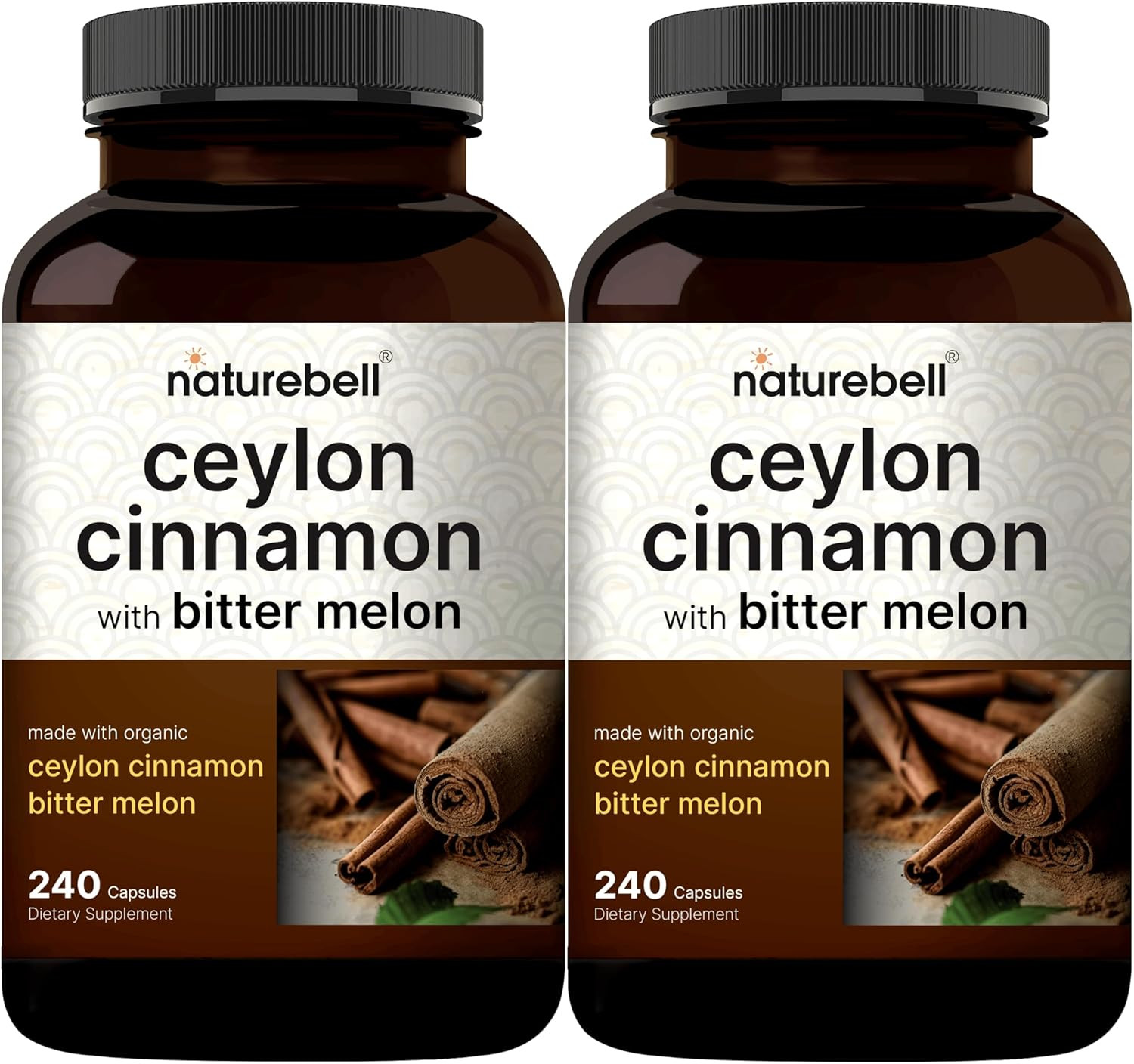 2 Pack Ceylon Cinnamon with Bitter Melon, 240 Capsules | Made with Organic Sr…