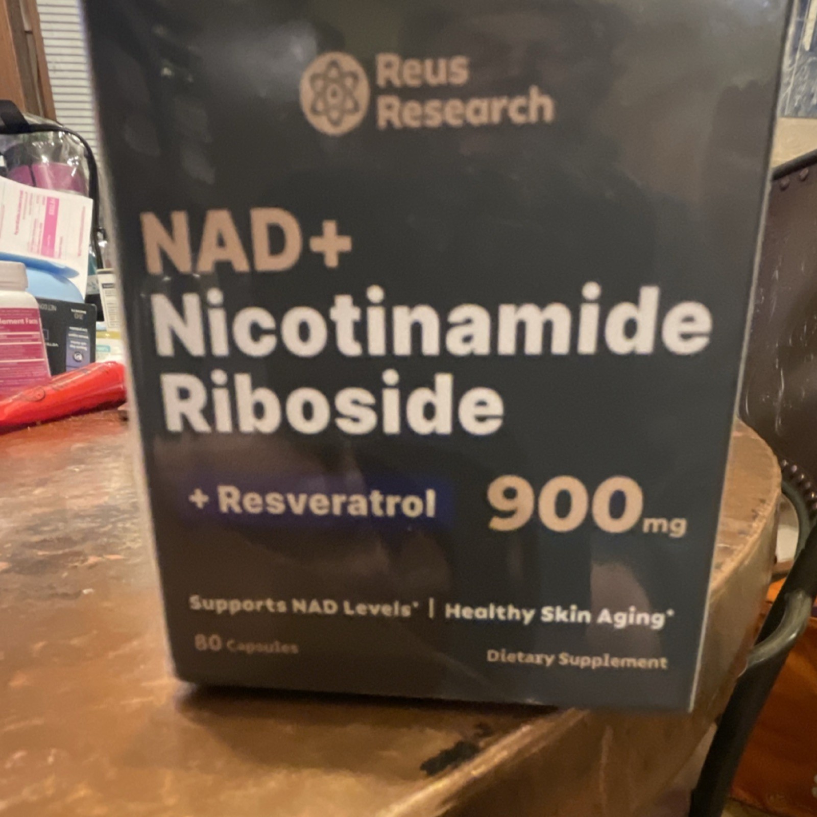 Reus Research NAD+ Nicotinamide Riboside Resveratrol 900mg 80 Capsules Skin Agi…