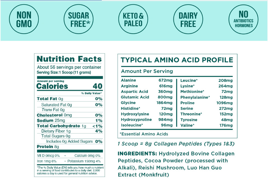 Further Food Collagen Peptides Powder Plus Mushroom Chocolate 56 Serving Exp8/27