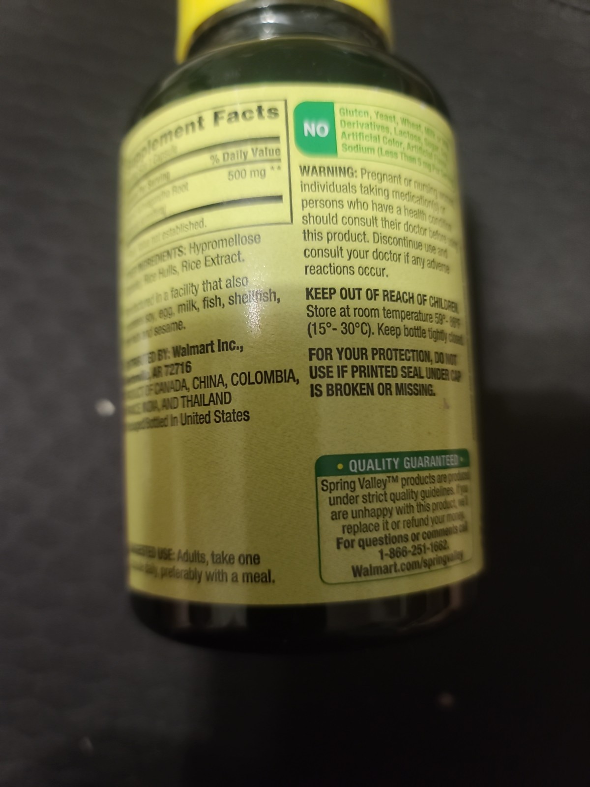 Spring Valley Ashwagandha Root Powder 500 mg Vegetarian Capsules – 60 ct