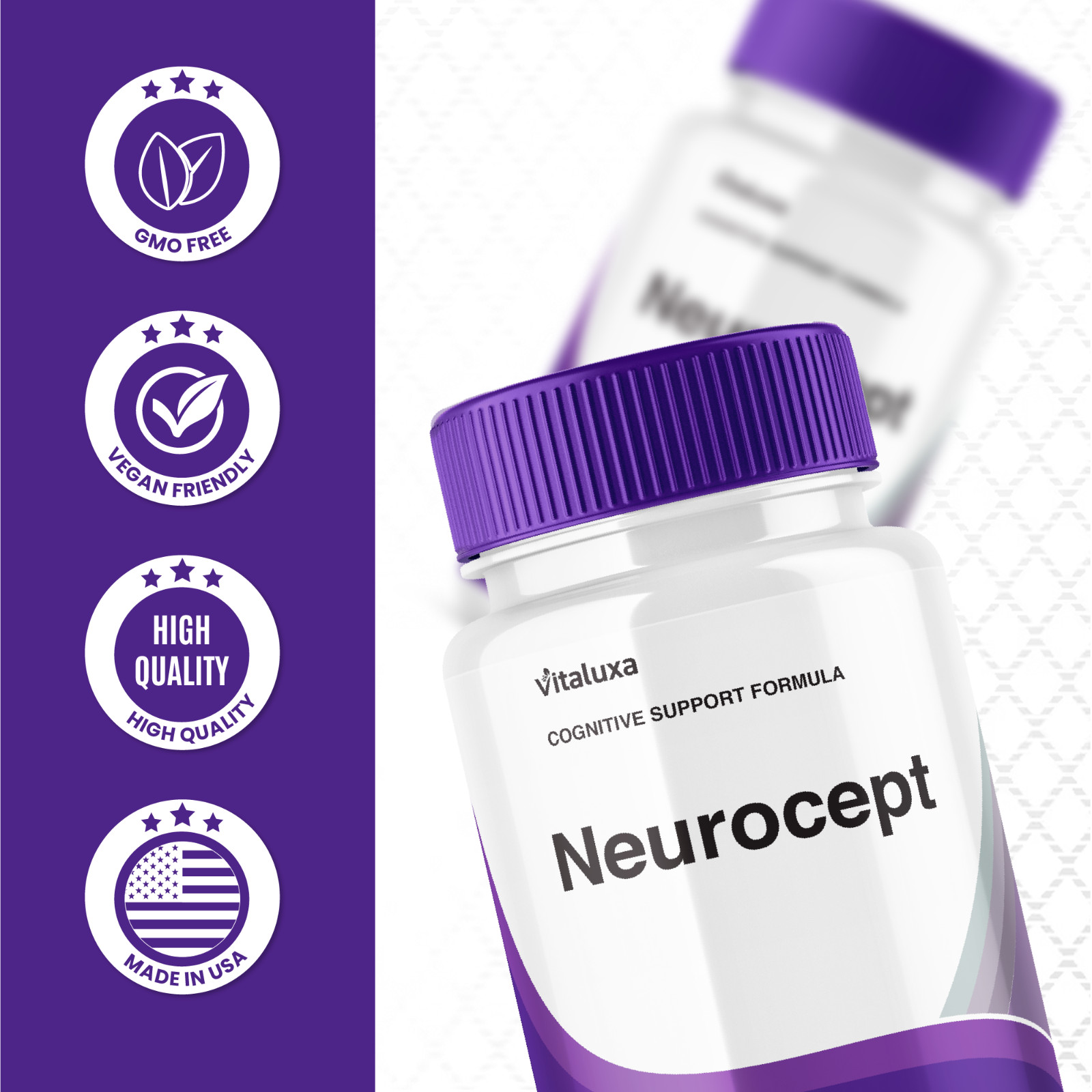 (3 Pack) Neurocept Nootropic All Natural Formula Brain Supplement (180 Capsules)