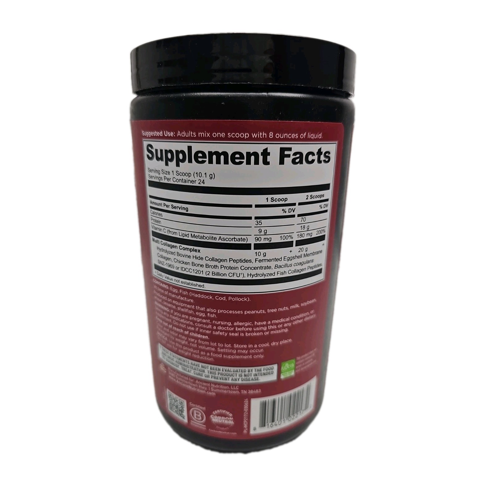 Ancient Nutrition Multi Collagen Protein Vitamin C & Probiotics – Size: 8.6 oz