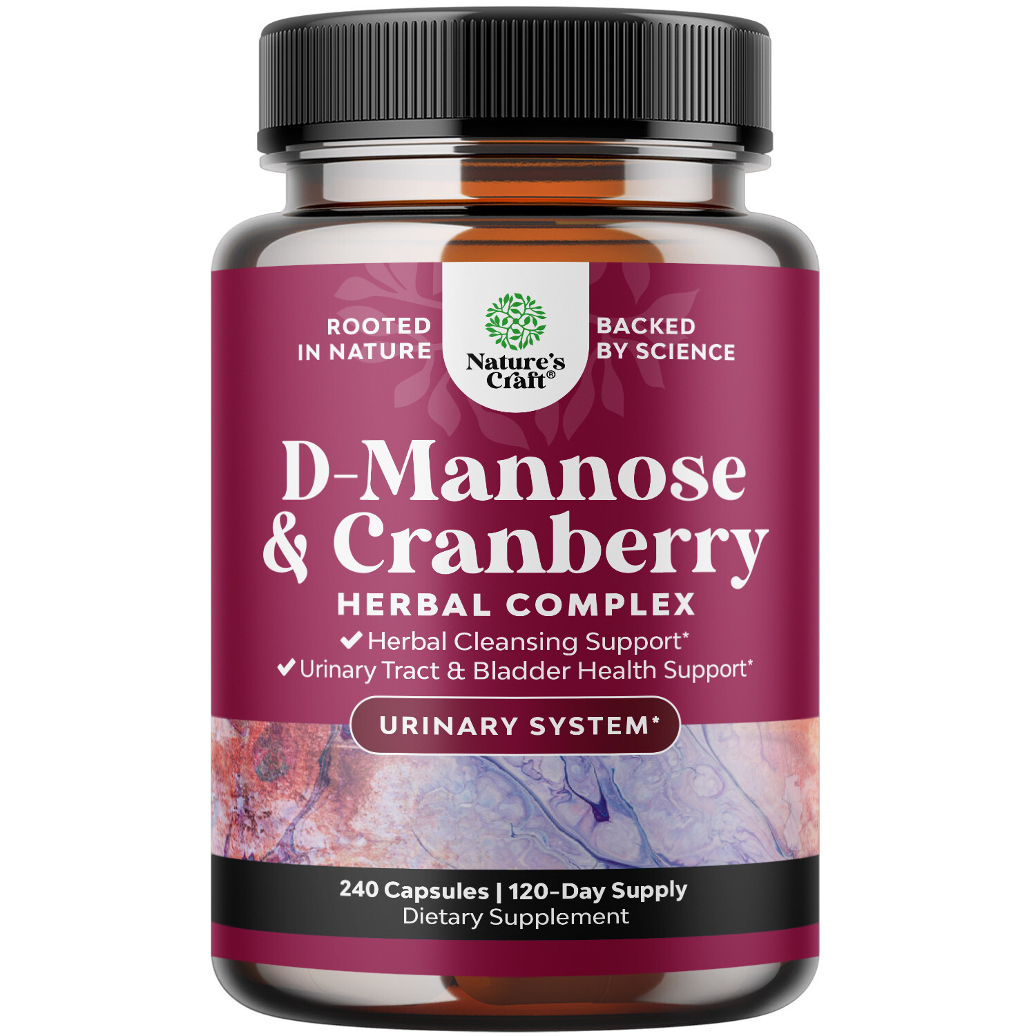 D Mannose Cranberry Extract Capsules for Urinary Tract Health for Women 240ct