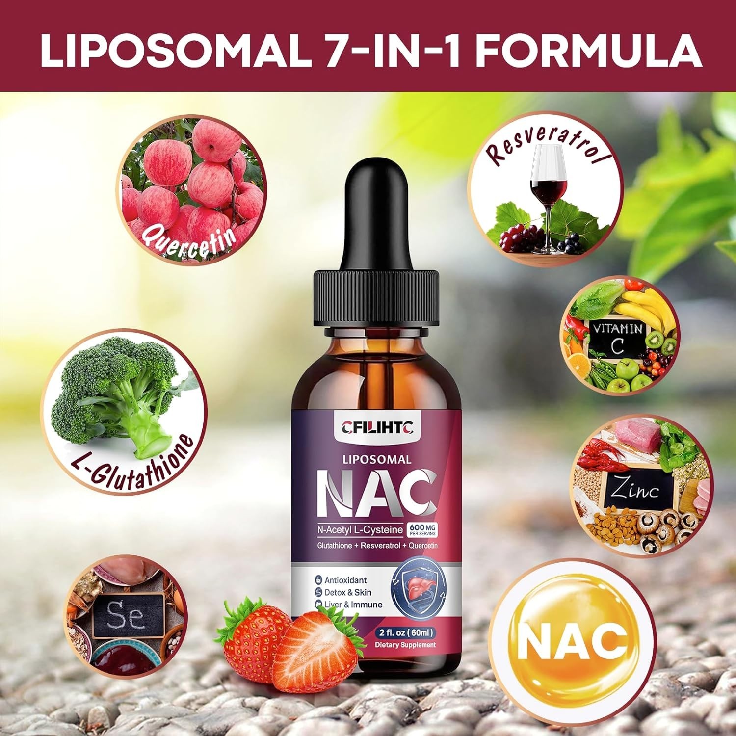 Liposomal Liquid NAC Supplement N-Acetyl Cysteine Drops, N Acetyl Cysteine 600mg