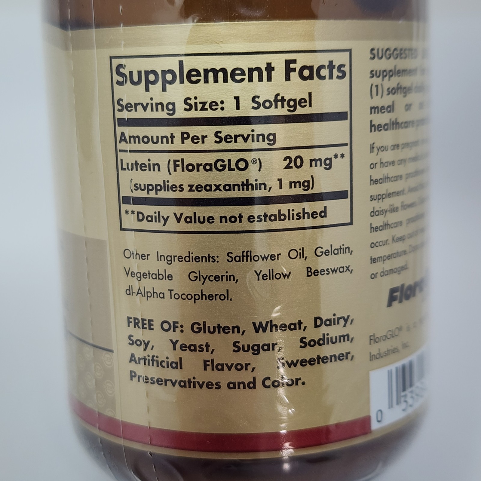 Solgar Lutein 20 mg, 60 Softgels Exp 08/2027