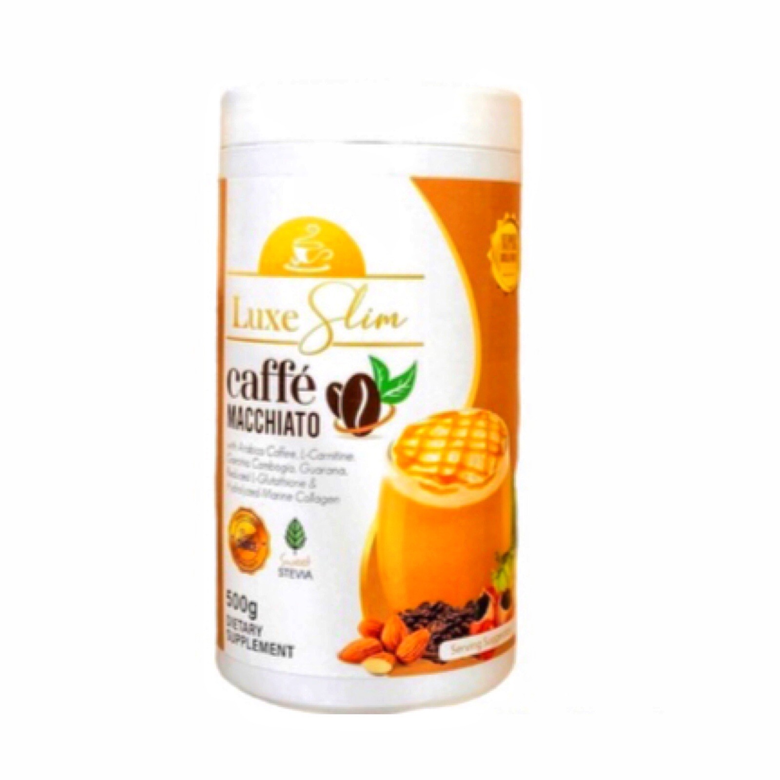 2 Jars Luxe Slim Half Kilo Canister Cafe Macchiato