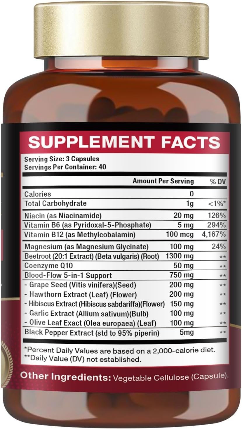 Totaria Beetroot Capsules 2230mg Support Blood Pressure & Heart Health, NO