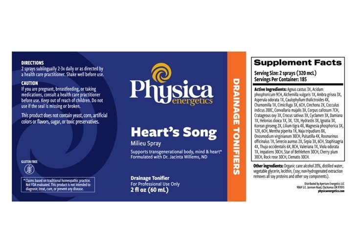 Physica Energetics Heart’s Song Milieu Spray Gluten Free 2 fl oz Circulatory