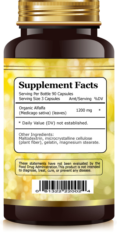 Alfalfa Extract, Vitamins, Minerals, Chlorophyll Antioxidant Green Superfood