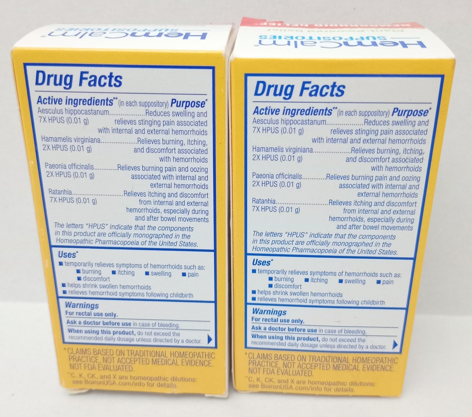 TWO Boiron HemCalm Suppositories Homeopathic Hemorrhoid Relief 10ct Exp 9/2026