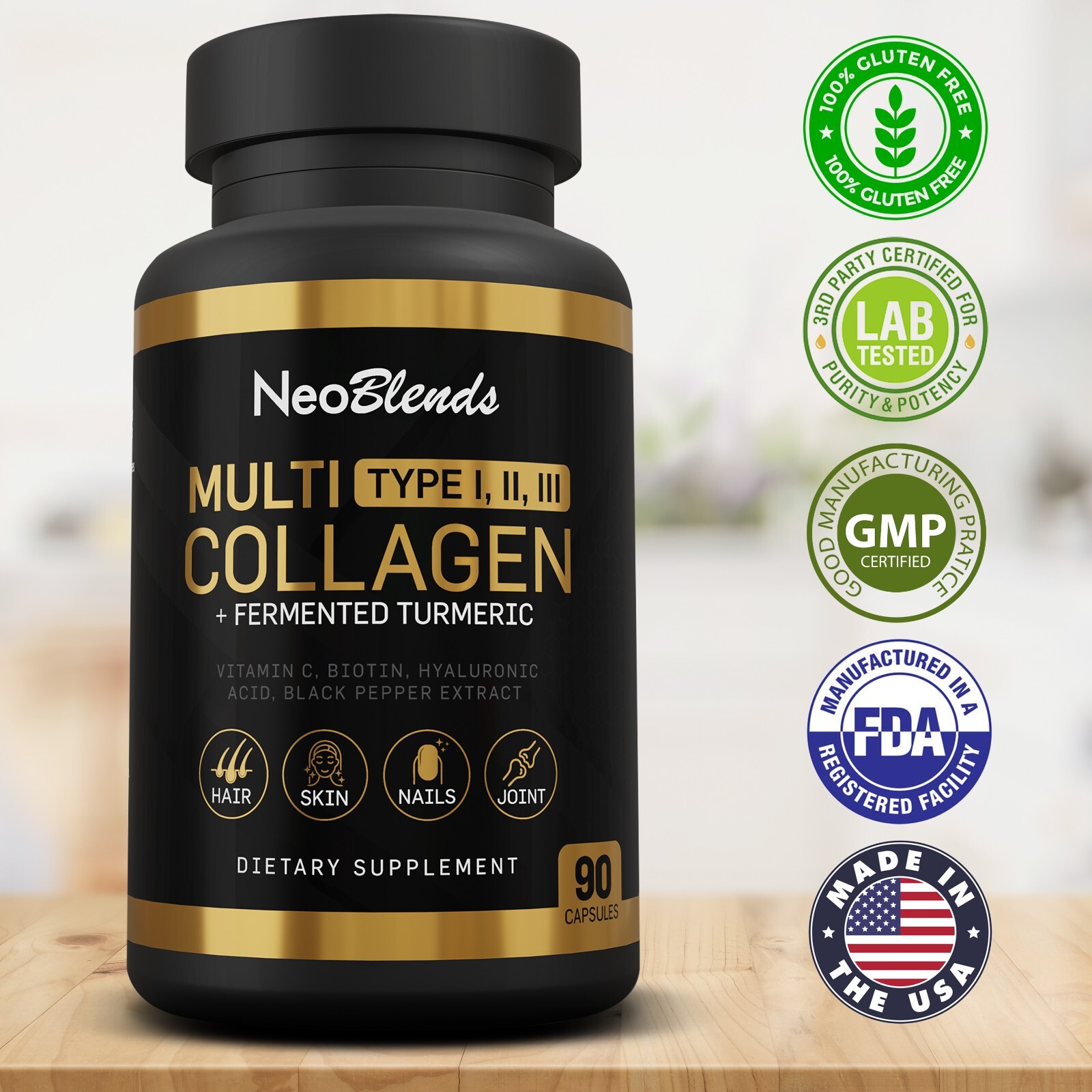 Multi Collagen 2,022mg + Fermented Turmeric, Vit C, Biotin & Hyaluronic Acid