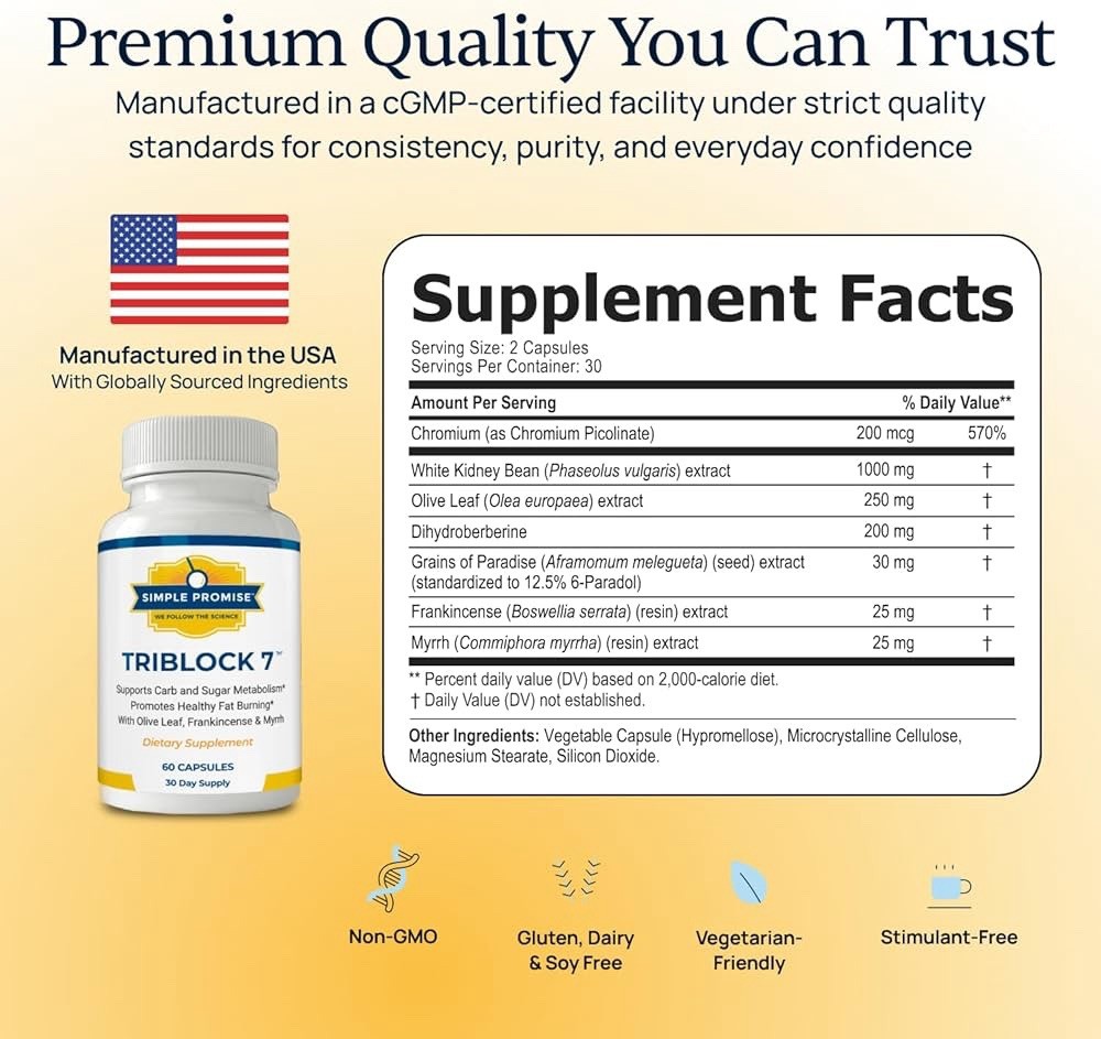 Simple Promise TriBlock7 Frankincense & Myrrh Carb Blocker Weight Management 60