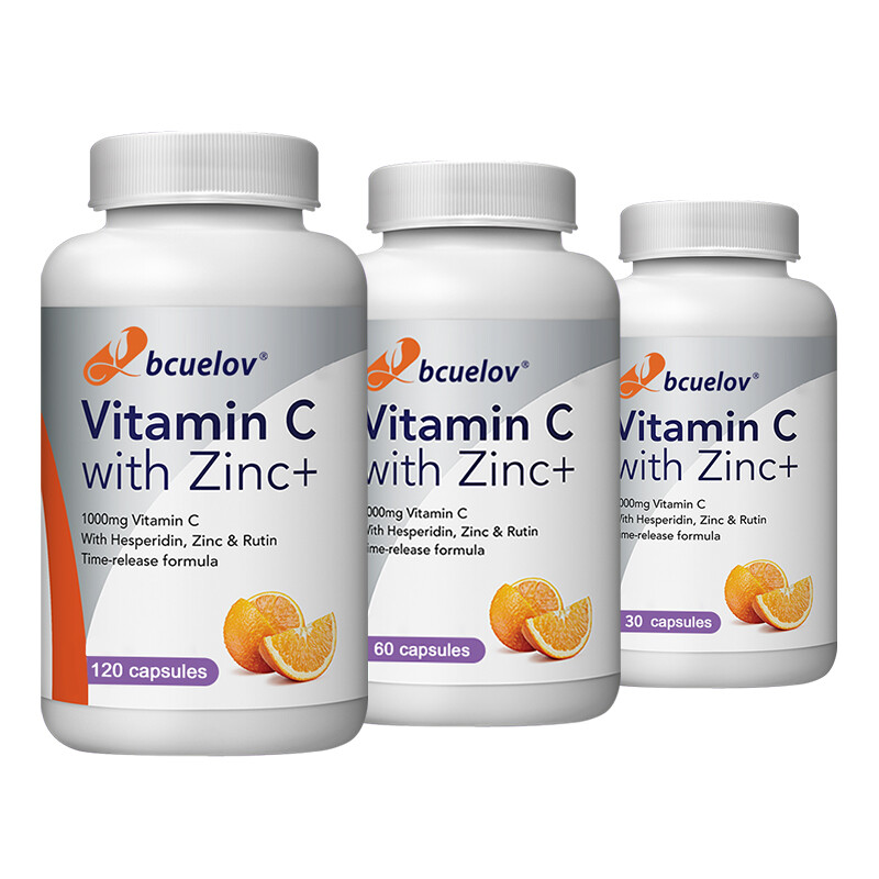 Vitamin C 1000mg – 30/60/120Capsules With Hesperidin,Zinc & Rutin Immune Support