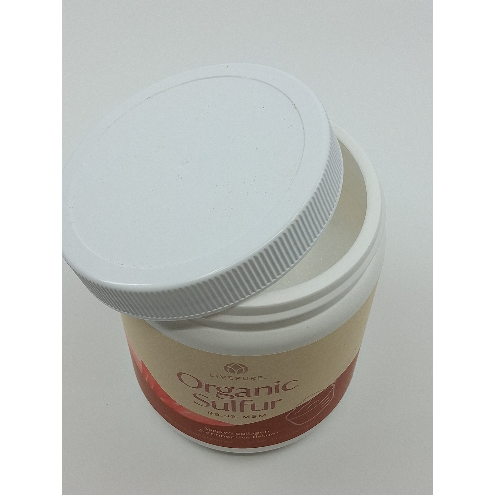 LivePURE Organic Sulfur MSM Bioavailable Sulfur 14.1 oz Opened EXP 9/2027