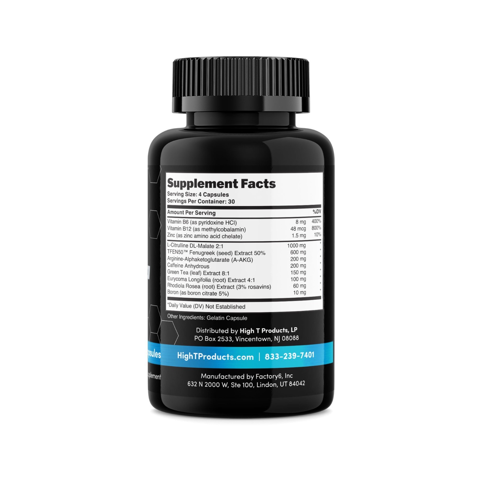 High T Black Natural Testosterone Support 120ct – Strength, Energy, Vitality