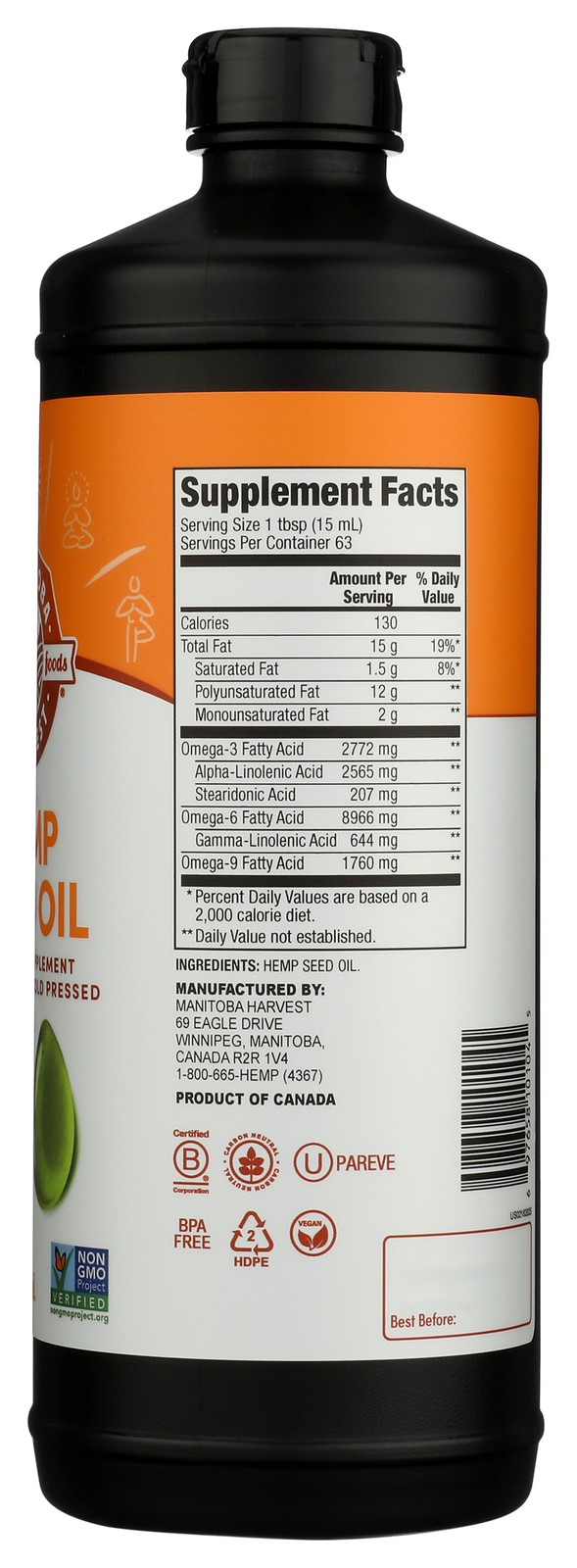 Manitoba Harvest Hemp Seed Oil Dietary Supplement 32 Oz 1 Pack