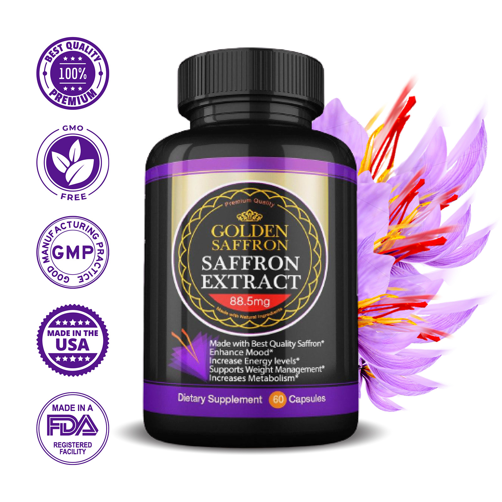 Golden Saffron, Saffron Extract 8825 – Best All Natural Appetite Suppressant