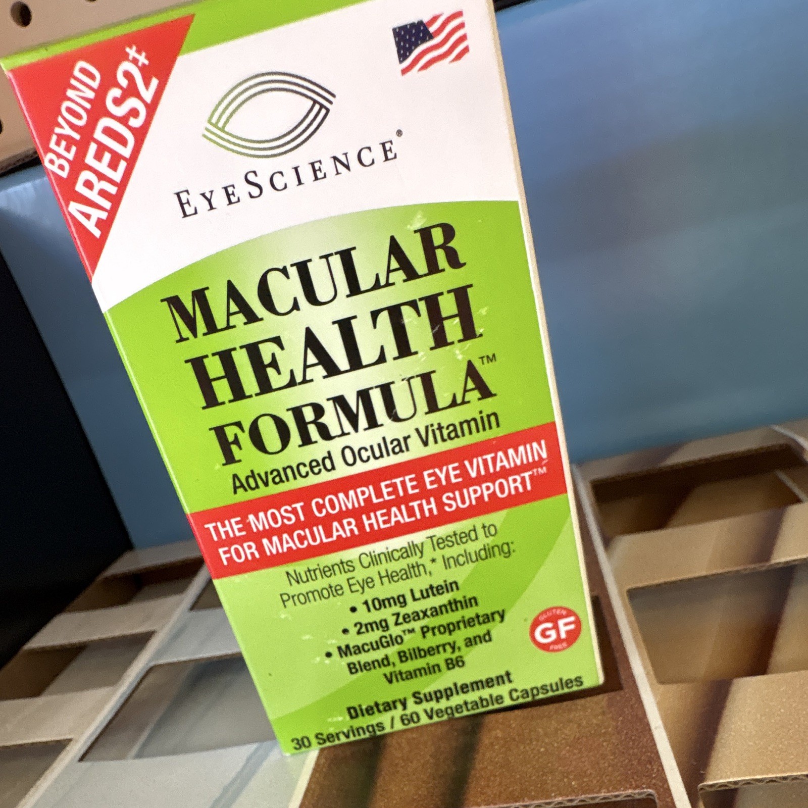 EyeScience Macular Health Formula Eye Vitamin 60 Capsules Gluten-Free Lutein