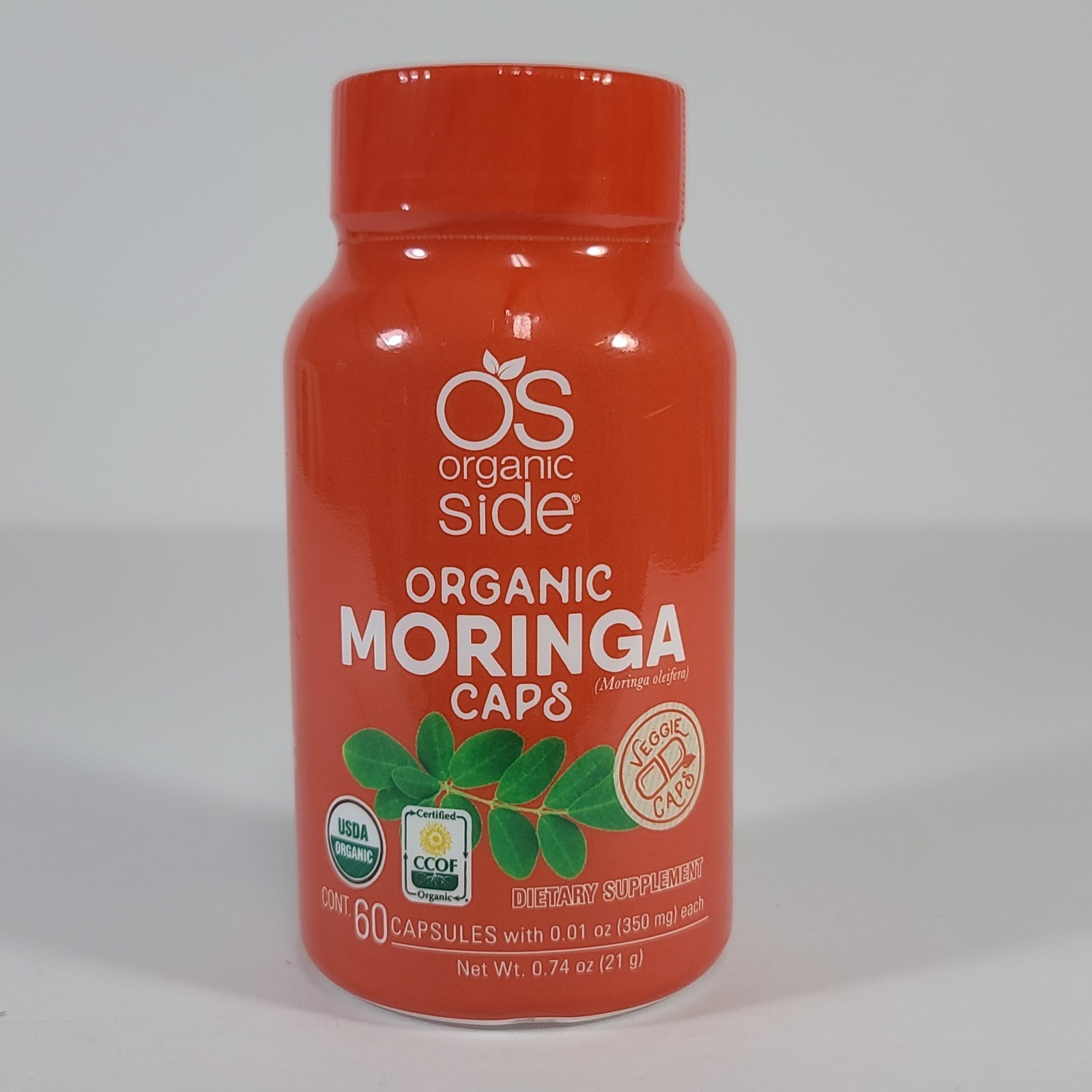Organic Side Organic Moringa Veggie Caps Vegan USDA 60 Capsules EXP 06/2030