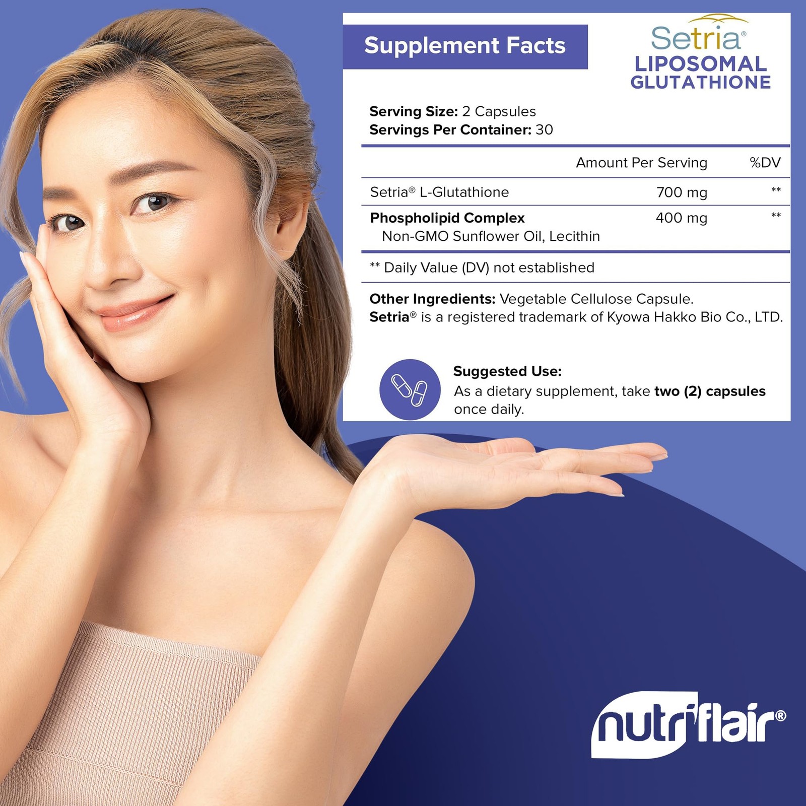 Liposomal Glutathione 700mg Supplement – Master Antioxidant Support, 60 Caps